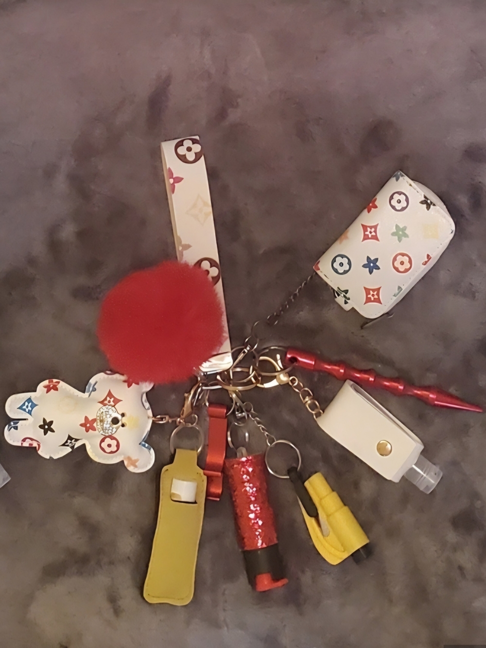 LV Leather keychain Wrisklet / Safety Tools